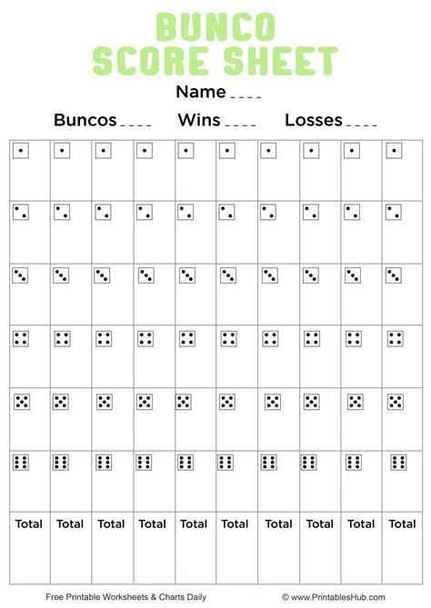 Free Printable Bunco Score Sheets Table Tally Sheet Pdf