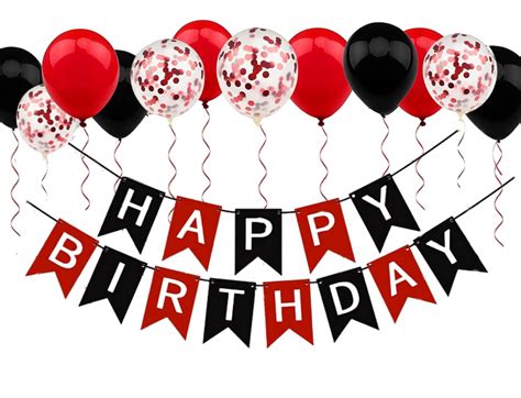 Joyeah Black And Red Birthday Decorations Happy Birthday Banner With