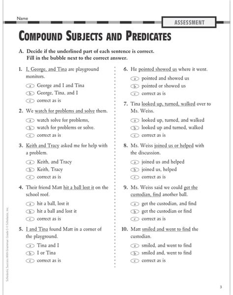 Compound Subject And Predicates Worksheet