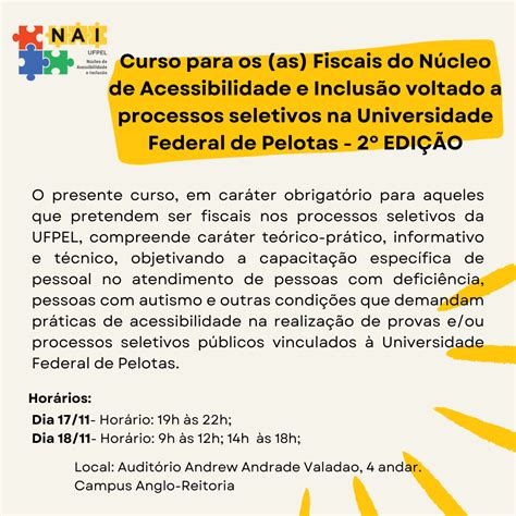 N Cleo De Acessibilidade E Inclus O Nai Curso Para Os As Fiscais