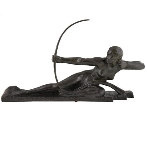 Penthesilea Art Deco Bronze Nude Diana Archer With Bow Deconamic