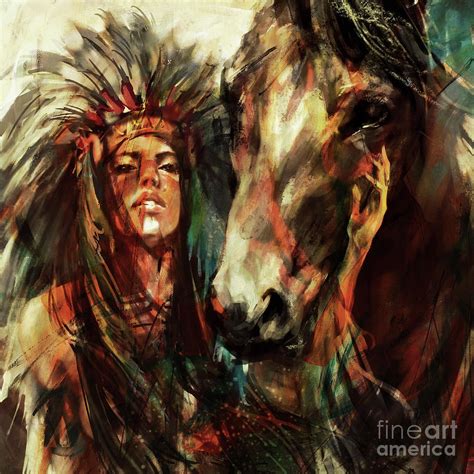 Female Native American Painting by Gull G - Pixels