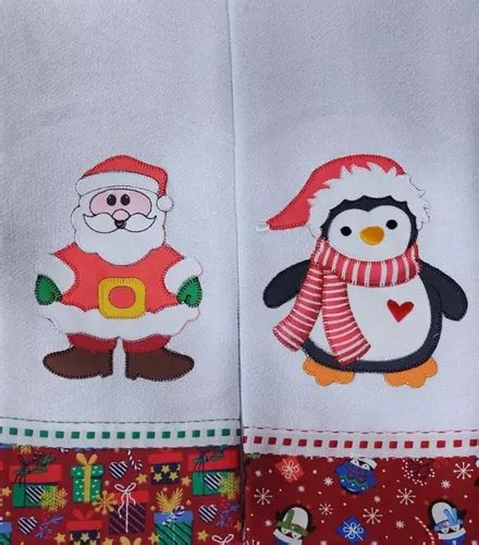 Kit Panos Prato Bordado Tema Natal Patchwork Passa Fita