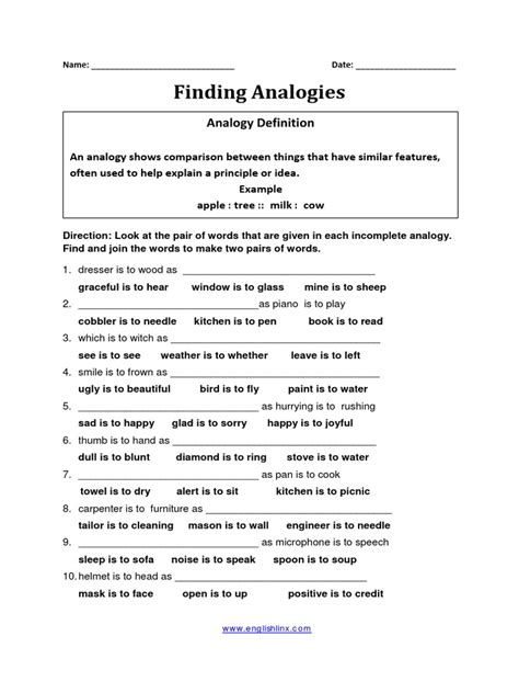 Finding Analogies Worksheet Pdf Worksheets Library