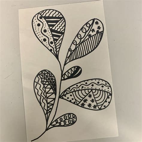 Zentangle Pattern Leaves Art Project Mme Marissa