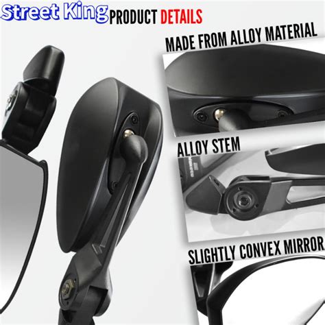 Motorcycle Street King Side Mirror Adjustable Universal Blue Lens