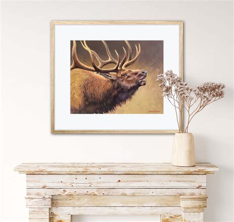 Bull Elk Bugling Original Limited Edition Fine Art Print Elk Wildlife Wall Art Bull Elk