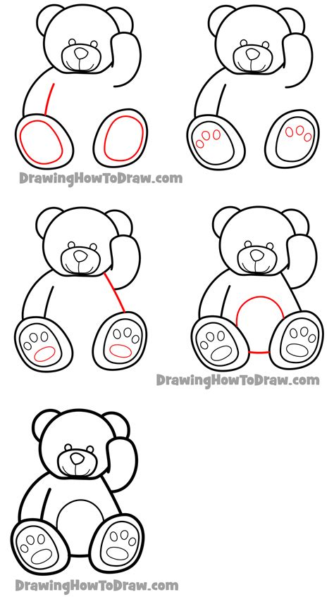 How To Draw A Cartoon Teddy Bear Easy Step By Step Drawing Tutorial For