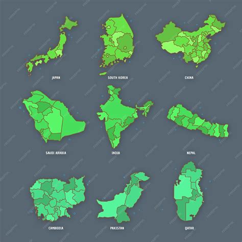 Premium Vector | Asia Country Map Collection