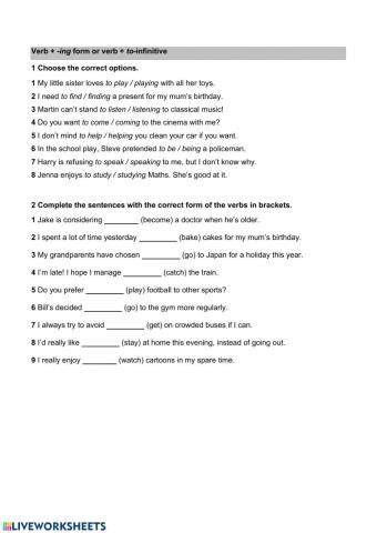 Verb Patterns Worksheet Live Worksheets Worksheets Library