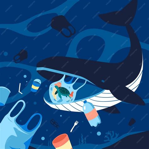 Free Vector | Hand drawn ocean plastic pollution illustration