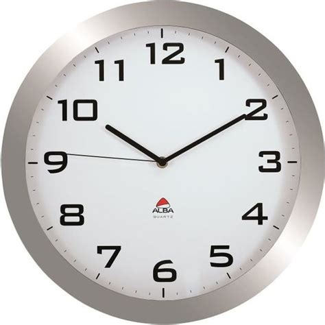 ALBA Horloge silencieuse 38cm quartz Gris métal Cdiscount Maison