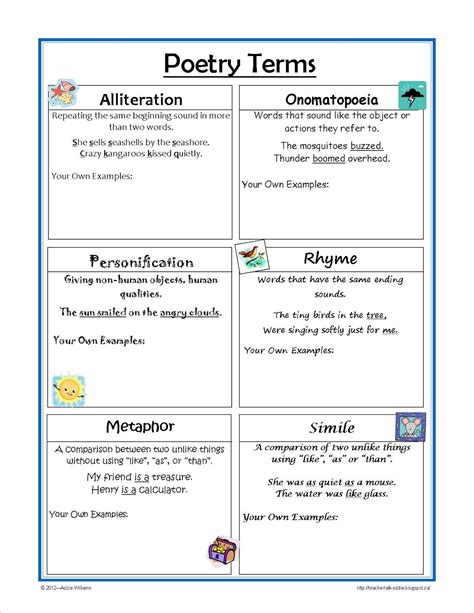 Figurative Language In Poetry Worksheet