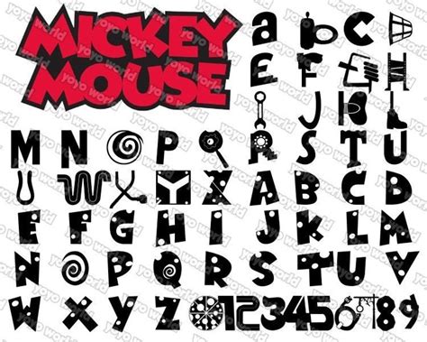 Mickey Mouse Font Mickey Mouse Svg Mickey Mouse Font Svg - Etsy