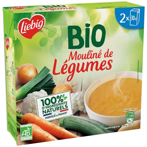 LIEBIG Mouliné bio de légumes 100 ingrédients naturels 2 personnes