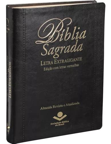 Bíblia Sagrada Letra Extra Gigante R A Capa Couro Preta Frete grátis