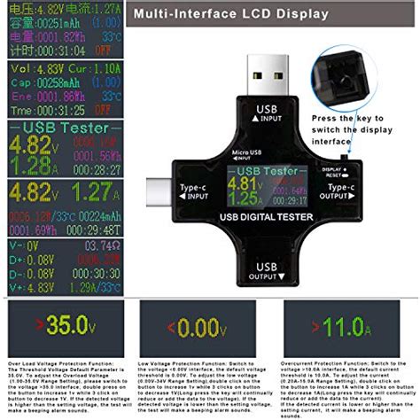 USB Power Meter Eversame 2 In 1 USB C Power Meter Testers LCD Digital