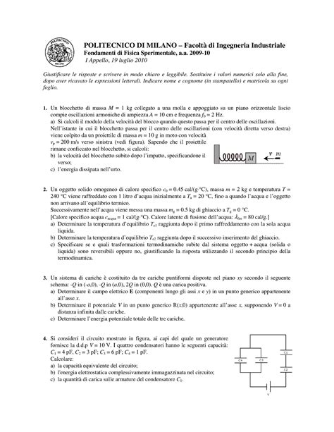 Esame 19 Luglio 2010 Testo E Soluzioni Fisica Sperimentale A B