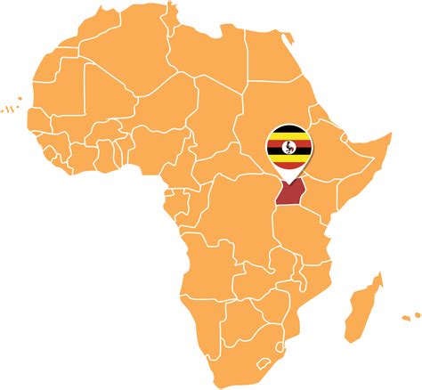 mapa de uganda na áfrica ícones mostrando bandeiras e localização de