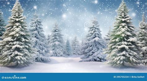 Snowy Christmas Tree Background. Winter Forest Stock Illustration ...