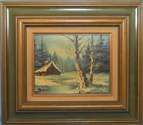 Vintage Cantrell Original Oil Painting Winter Landscape Signed Realism