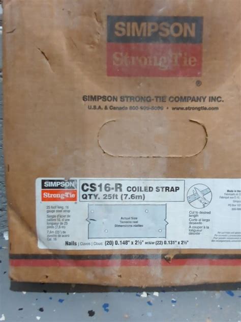 2x Simpson Strong Tie CS16 R Coiled Strap 25ft 7 6m 16 Gauge EBay