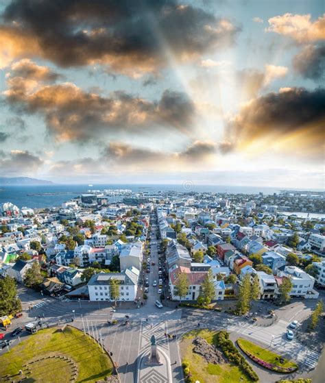 REYKJAVIK, ICELAND - AUGUST 11, 2019: Beautiful Coastline Of Reykjavik In Summer From Thufa Hill ...