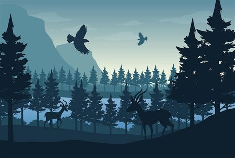 Free Vector | Silhouette forest landscape background