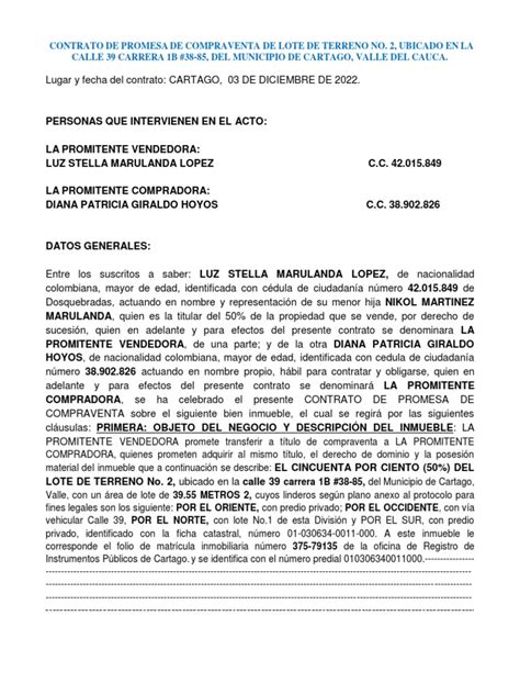 Promesa De Compraventa Lote Pdf Justicia Crimen Y Violencia