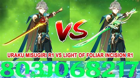 Alhaitham Uraku Misugiri R1 Vs Light Of Foliar Incision R1 DMG