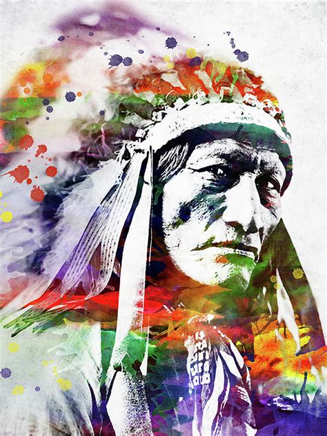 Native American Indian watercolor 5 Digital Art by Mihaela Pater