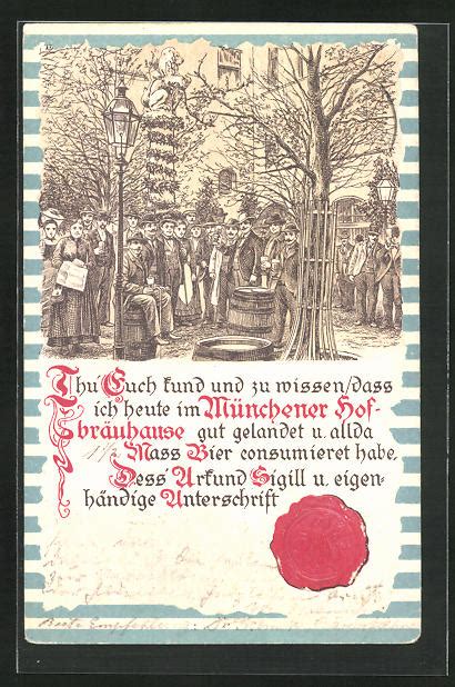 Lithographie M Nchen Gasthaus M Nchner Hofbr Uhaus Urkunde G Ste Im