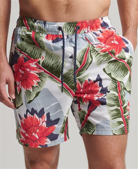 Men's Recycled Hawaiian Swim Shorts in White | Superdry CA-EN