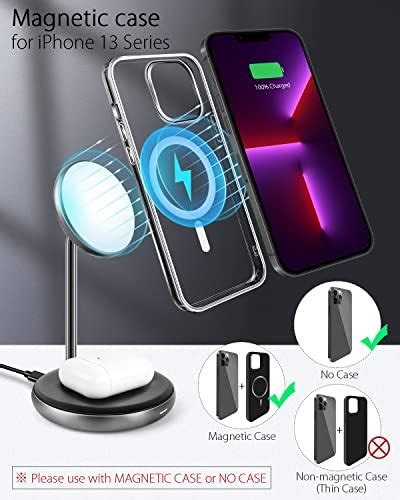 TWOPAN Wireless Charger iPhone 13, Aluminum 2-in-1 iPhone Mag-Safe ...