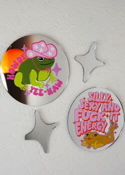 Silly Sexy Fuck It Energy Frog Disc Mirror By Printed Weird