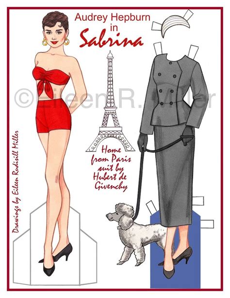 Audrey Hepburn In Sabrina Paper Doll Etsy Paper Dolls Audrey