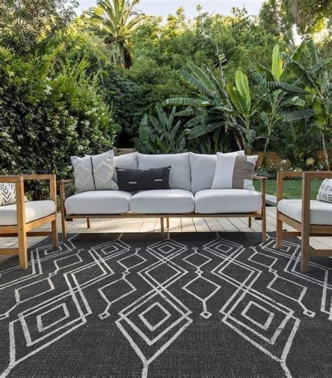 large black 9×12 outdoor rug geometric pattern washable patio rugs for sale online machine ...