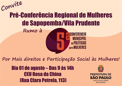 Pré Conferência Regional De Mulheres De Sapopemba E Vila Prudente Neste