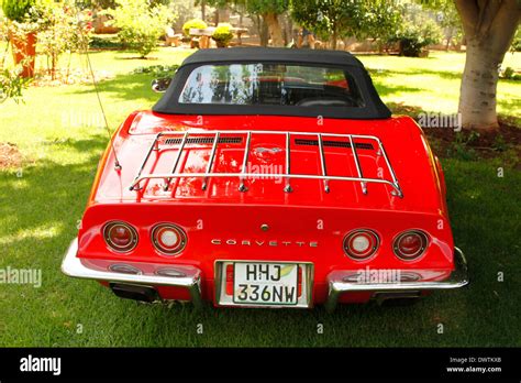 Red 1973 Chevrolet Stingray Corvette Rear View Stock Photo Alamy