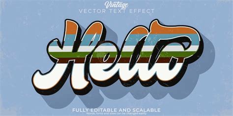 Hola Efecto De Texto Editable Estilo De Texto Retro Vintage Vector Gratis