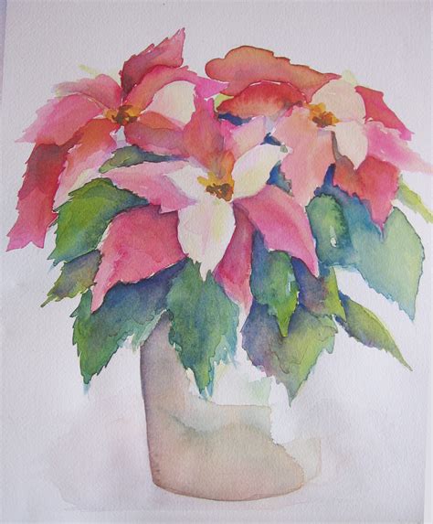 Poinsettia Watercolor Paintings at PaintingValley.com | Explore ...