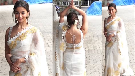 Alia Bhatt Looks Gorgeous In A White Saree As She Promoting Her Nee