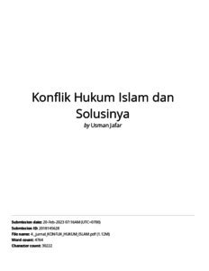 Konflik Hukum Islam Dan Solusinya Repositori Uin Alauddin Makassar