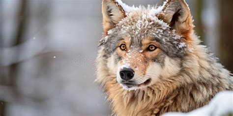 Portrait of a Wolf in the Snowy Forest. Wild Animals Stock Illustration ...