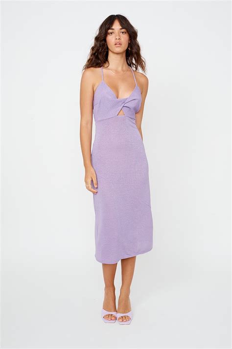 Suboo Asha Twist Front Slip Dress Lilac All The Dresses