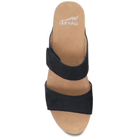 Womens Dansko Maddy Slip On Sandal Black Milled Nubuck Stans Fit