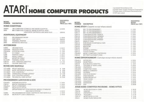 Atari 400 800 Xl Xe Catalog Atari Uk 1983 English