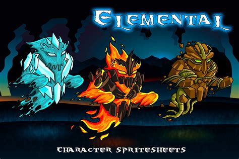 2d Fantasy Elemental Character Sprites