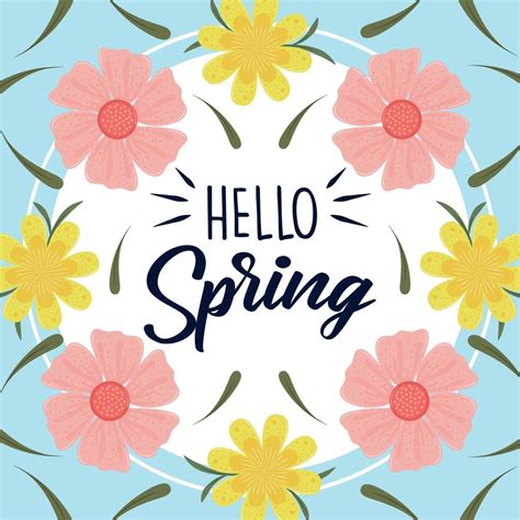 hello spring cute flowers 10426401 Vector Art at Vecteezy