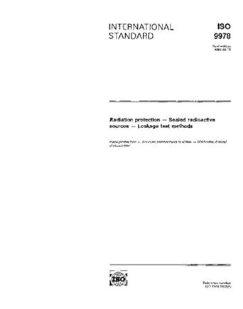 ISO 9978:1992, Radiation protection - Sealed radioactive sources ...